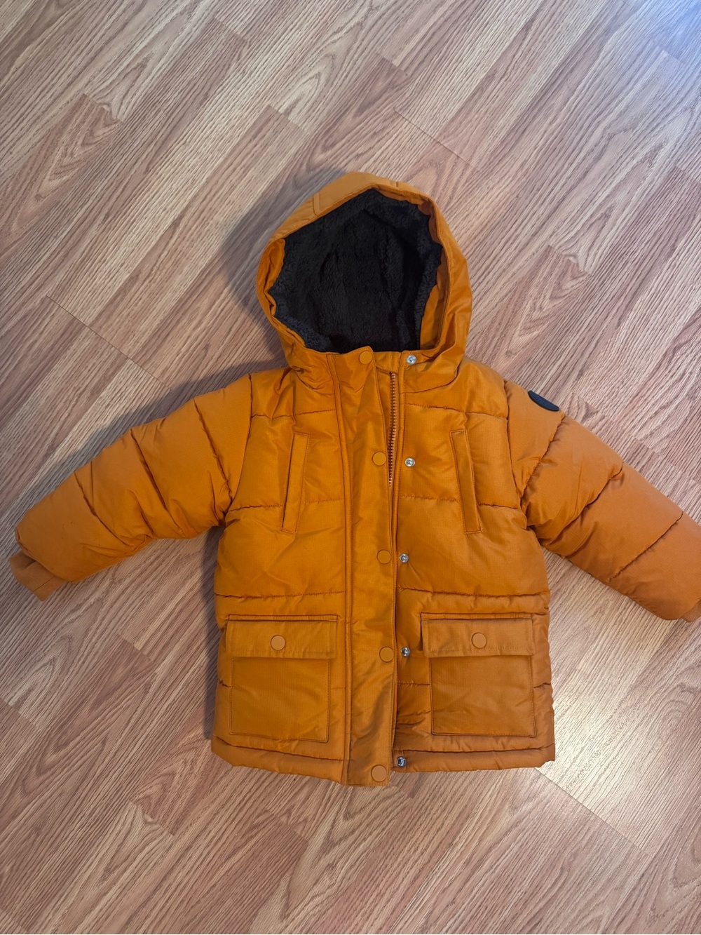 George Orange Hooded Puffer Jacket